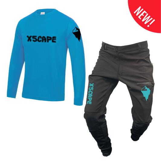 X5CAPE Rebellion Long Sleeve Mountain Bike Race Kit - Black & Sapphire EXSAMPLE