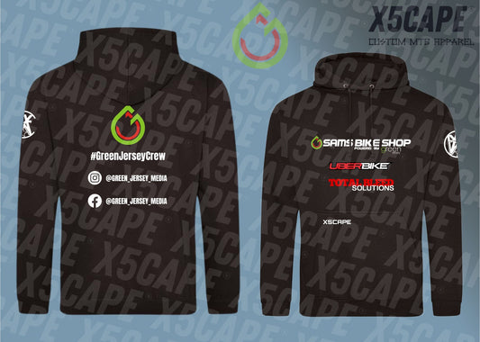 Green Jersey Crew Hoodie - Black