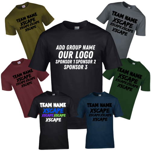 X5CAPE Custom T-Shirt With Sponsors - Dark Colours