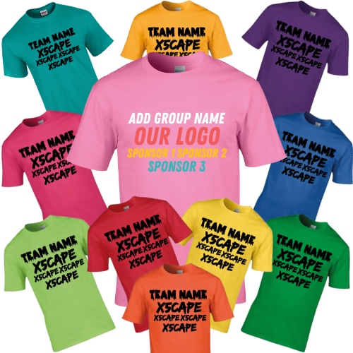 X5CAPE Custom T-Shirt With Sponsors - Hot Pink