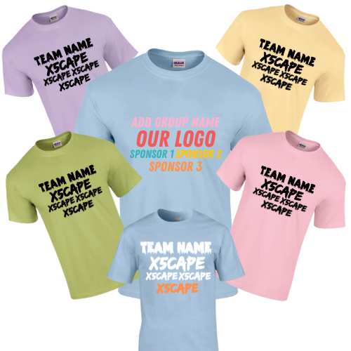 X5CAPE Custom T-Shirt With Sponsors - Pastel Colours