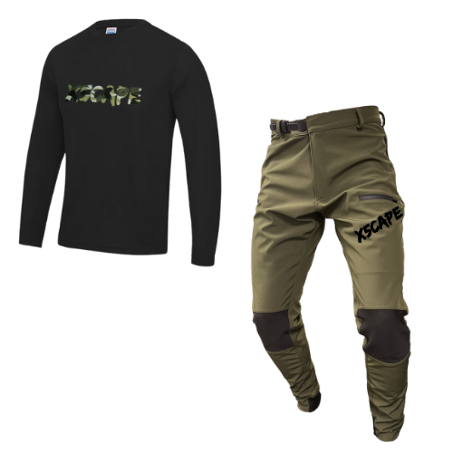 X5CAPE Rebellion Long Sleeve Mountain Bike Race Kit - Black & Khaki - Ex Sample Stock-x5Cape Mountain Bike Pants