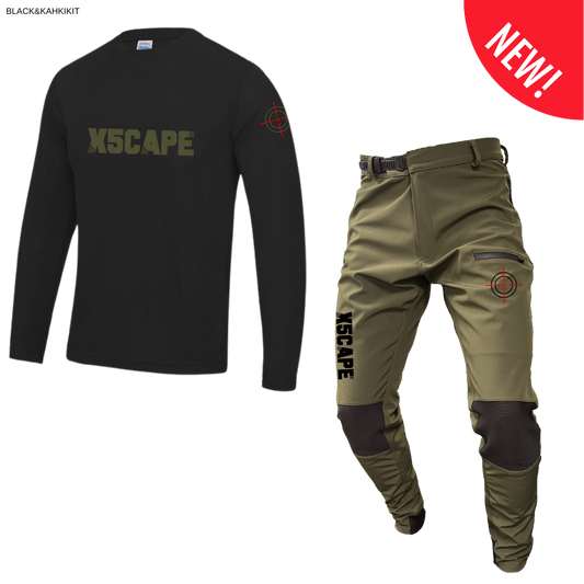 X5CAPE Rebellion Long Sleeve Mountain Bike Race Kit - Black & Khaki-x5Cape Mountain Bike Pants