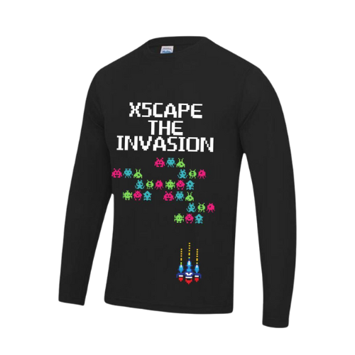 X5CAPE The Invasion Long Sleeve Mountain Bike Jersey - Space Invaders MTB Jersey