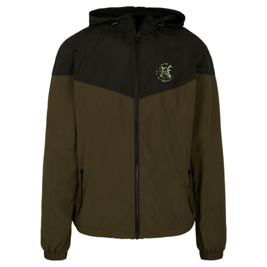 X5CAPE Two Tone Full Zip Wind Breaker - Black & Khaki