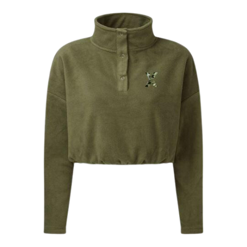 X5CAPE Women Khaki Cropped Fleece