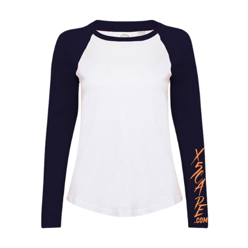 X5CAPE Womens Navy & Orange Contrast Sleeve Top
