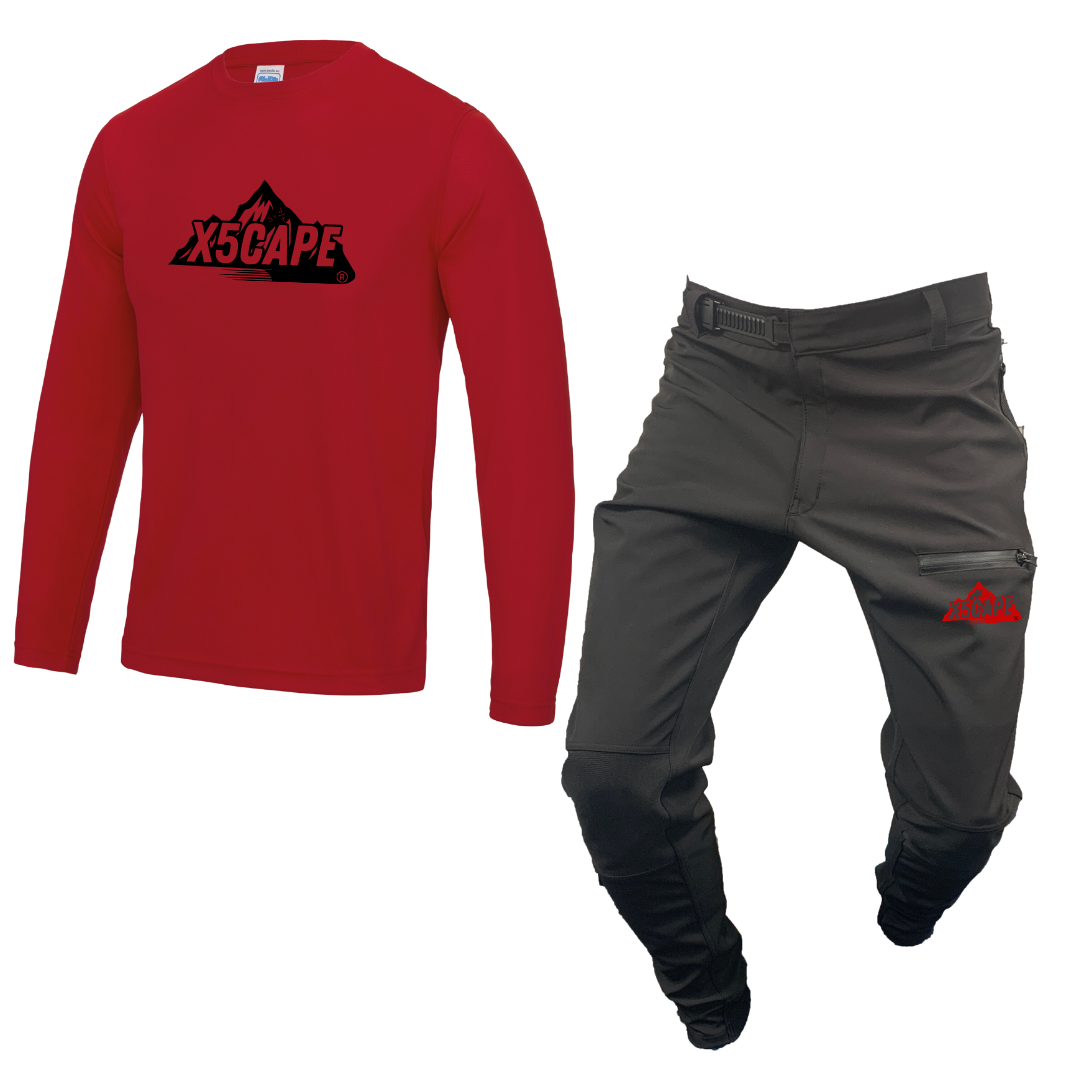 X5CAPE Rebellion Long Sleeve Mountain Bike Race Kit - Black & Red