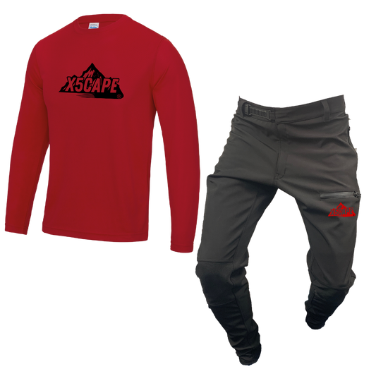 X5CAPE Rebellion Long Sleeve Mountain Bike Race Kit - Black & Red
