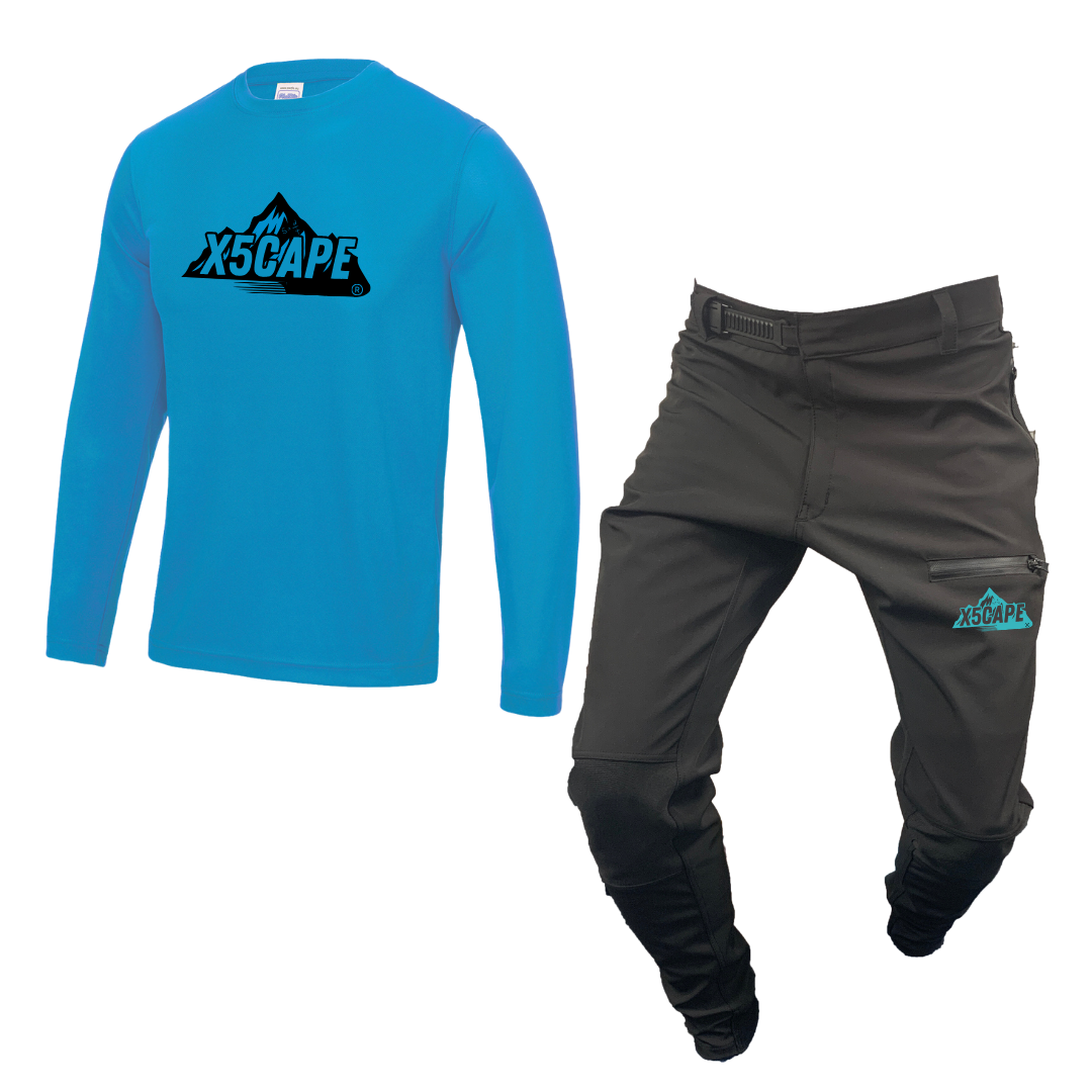 X5CAPE Rebellion Long Sleeve Mountain Bike Race Kit - Black & Sapphire