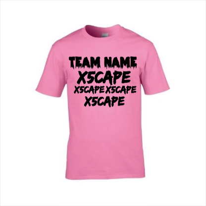 X5CAPE Custom T-Shirt With Sponsors - Hot Pink