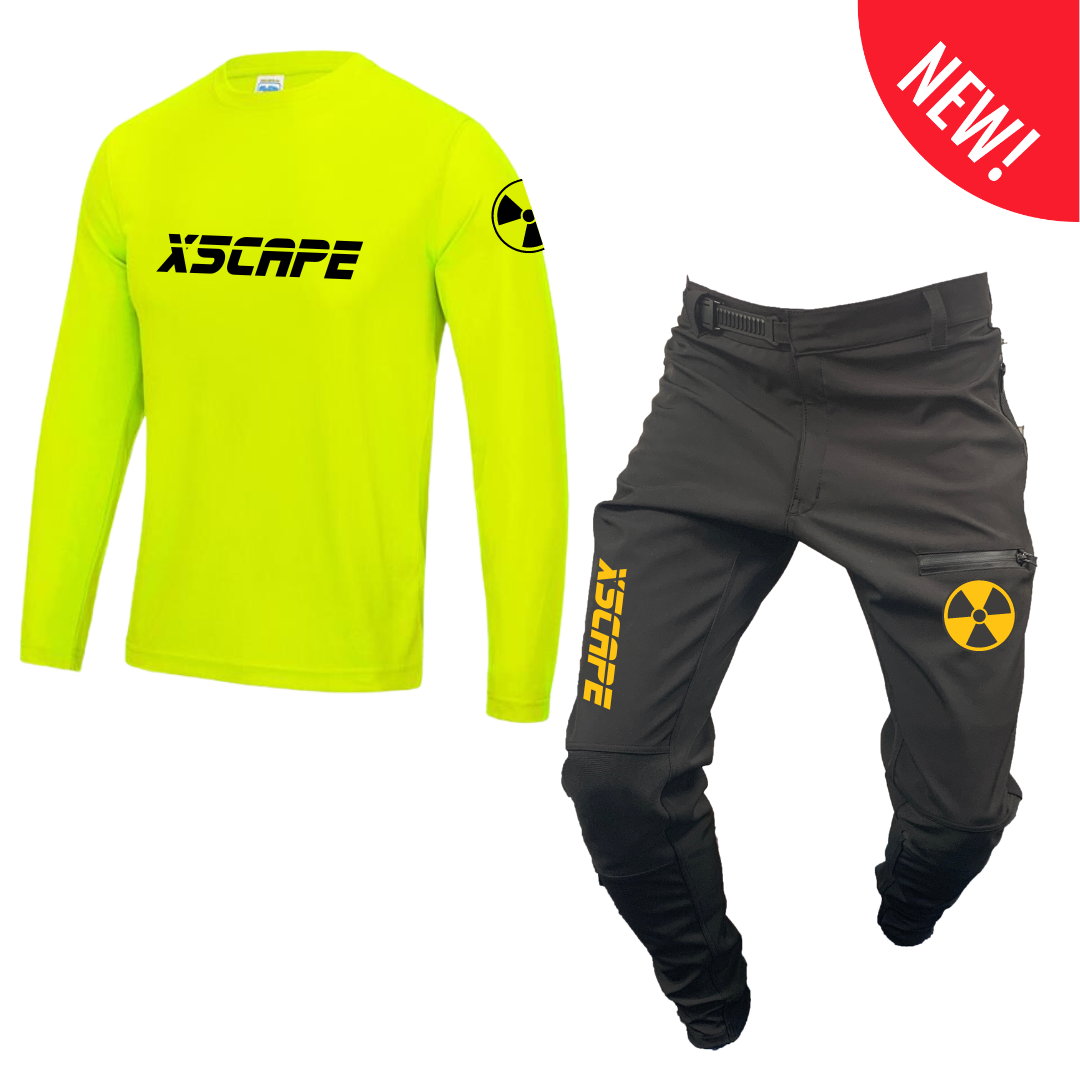 X5CAPE Rebellion Long Sleeve Mountain Bike Race Kit - Black & Electric Yellow-x5Cape Mountain Bike Pants