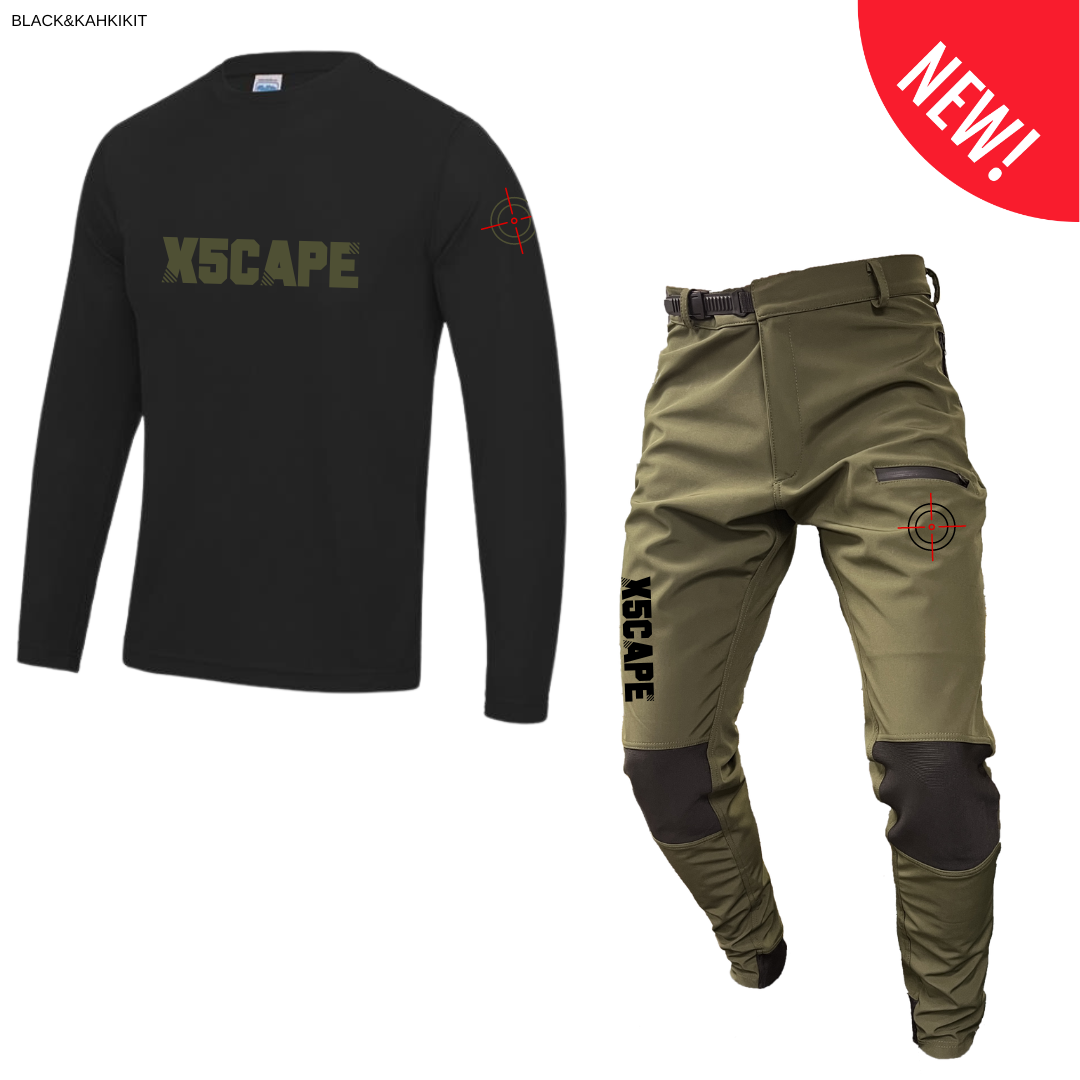 X5CAPE Rebellion Long Sleeve Mountain Bike Race Kit - Black & Khaki-x5Cape Mountain Bike Pants