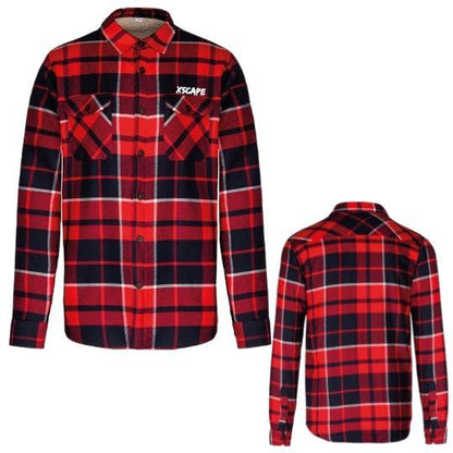 X5CAPE Sherpa Lined Flannel Shirt - Red-x5Cape