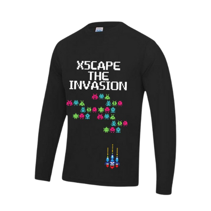 X5CAPE The Invasion Long Sleeve Mountain Bike Jersey - Space Invaders MTB Jersey