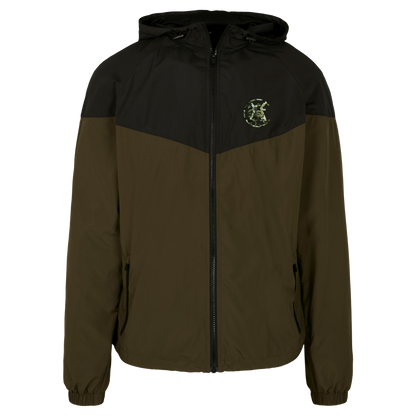 X5CAPE Two Tone Full Zip Wind Breaker - Black & Khaki