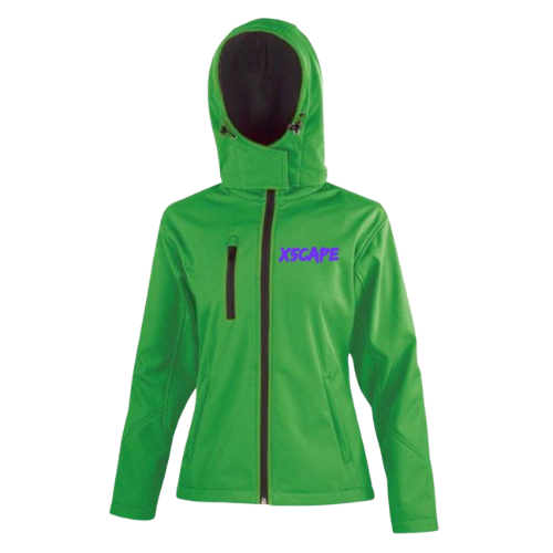 X5CAPE Womens Green Customisable Soft Shell Full Zip Jacket - XXL | Black Logo