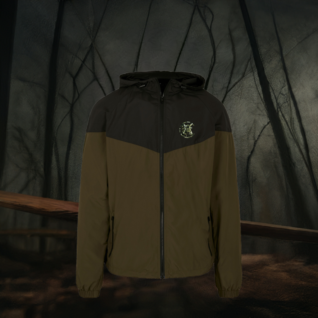 X5CAPE Two Tone Full Zip Wind Breaker - Black & Khaki